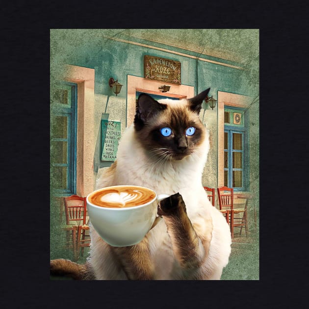 Siamese Cat With Coffee by Random Galaxy